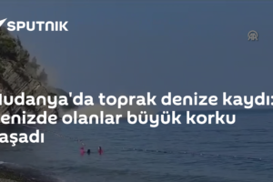 Mudanya'da toprak denize kaydı: Denizde olanlar büyük korku yaşadı