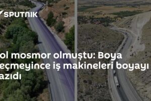 Yol mosmor olmuştu: Boya geçmeyince iş makineleri boyayı kazıdı