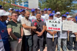 Yıldızlar SSS önünde açıklama: Maden-İş üyesi Doruk Madencilik işçileri alacaklarını bekliyor