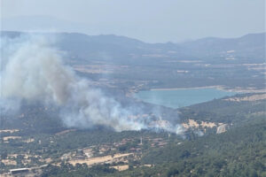 Çanakkale'de tarım arazisi ve merada yangın