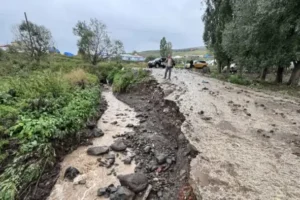 Ardahan'da sağanak sonrası sel: Köy yolları zarar gördü