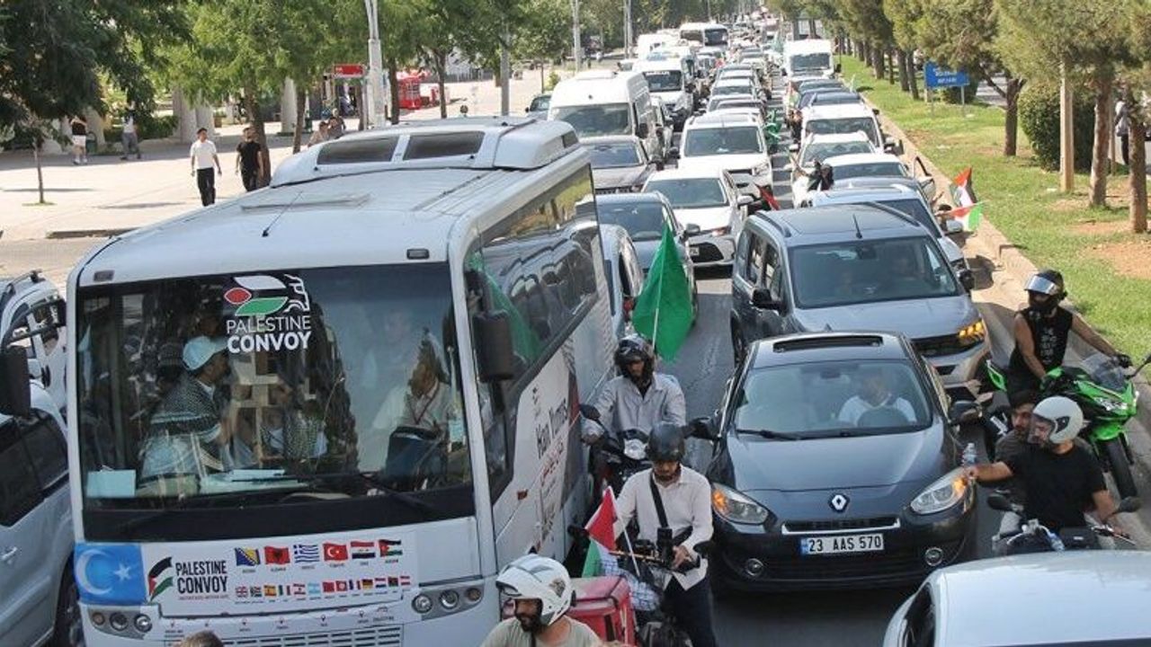 ‘Filistin Konvoyu’ Diyarbakır’da coşkuyla karşılandı!