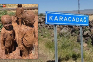 Karacadağ'da çocukların çamur eğlencesi izleyenleri güldürdü!