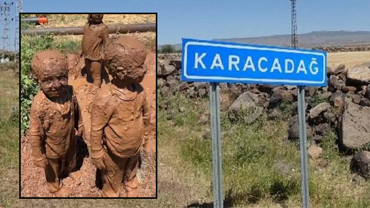 Karacadağ'da çocukların çamur eğlencesi izleyenleri güldürdü!