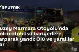 Kuzey Marmara Otoyolu'nda yolcu otobüsü bariyerlere çarparak yandı: Ölü ve yaralılar var
