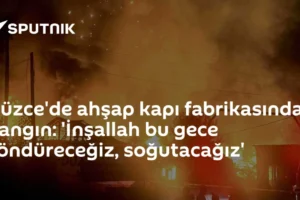 Düzce'de ahşap kapı fabrikasında yangın: 'İnşallah bu gece söndüreceğiz, soğutacağız'