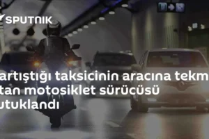 Tartıştığı taksicinin aracına tekme atan motosiklet sürücüsü tutuklandı