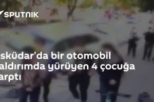 Üsküdar'da bir otomobil kaldırımda yürüyen 4 çocuğa çarptı