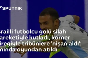 İsrailli futbolcu golü silah hareketiyle kutladı, korner direğiyle tribünlere 'nişan aldı': Anında oyundan atıldı