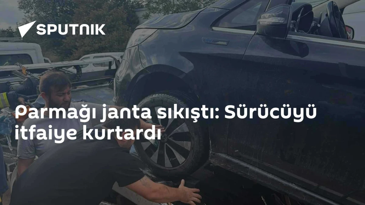 Parmağı janta sıkıştı: Sürücüyü itfaiye kurtardı