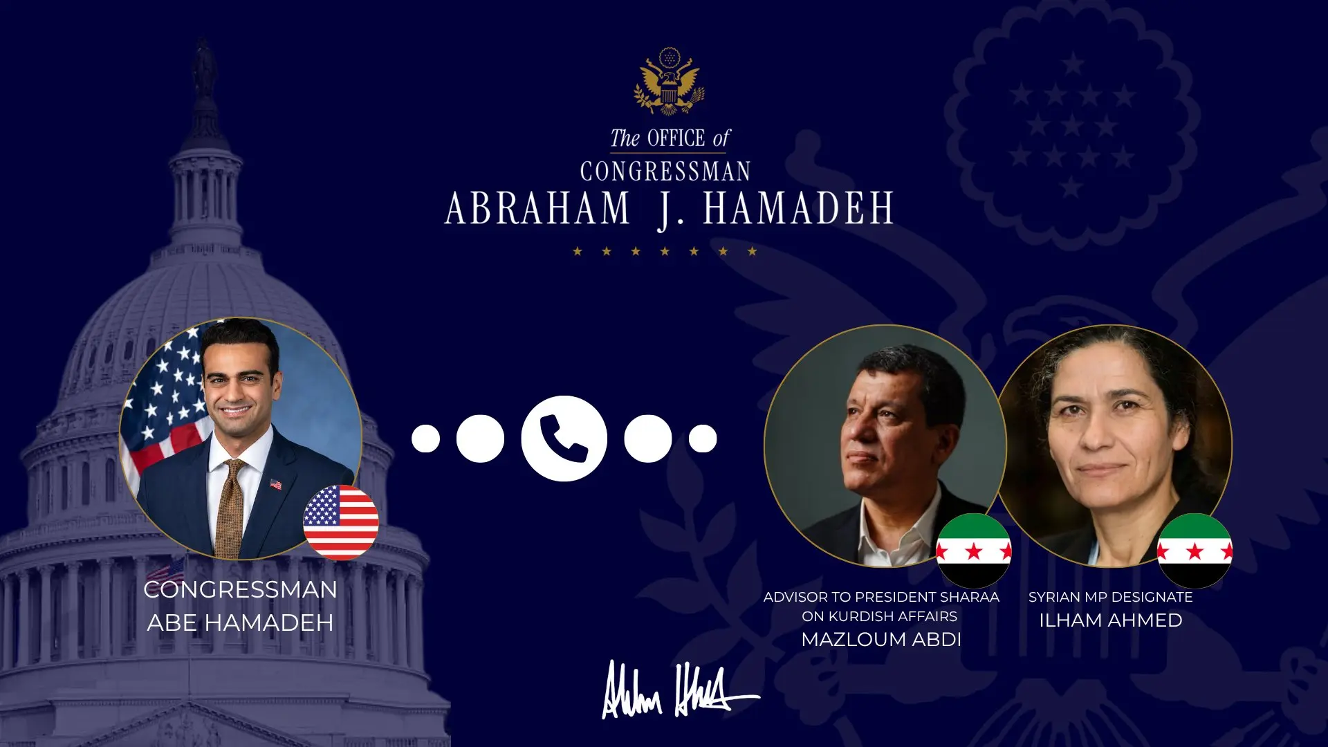 ABD Kongre üyesi Hamadeh, Mazlum Abdi ve İlham Ahmed’le görüştü