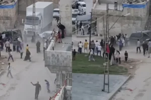 Antep’te iki grup arasında kavga kamerada: Araç kalabalığın arasına daldı
