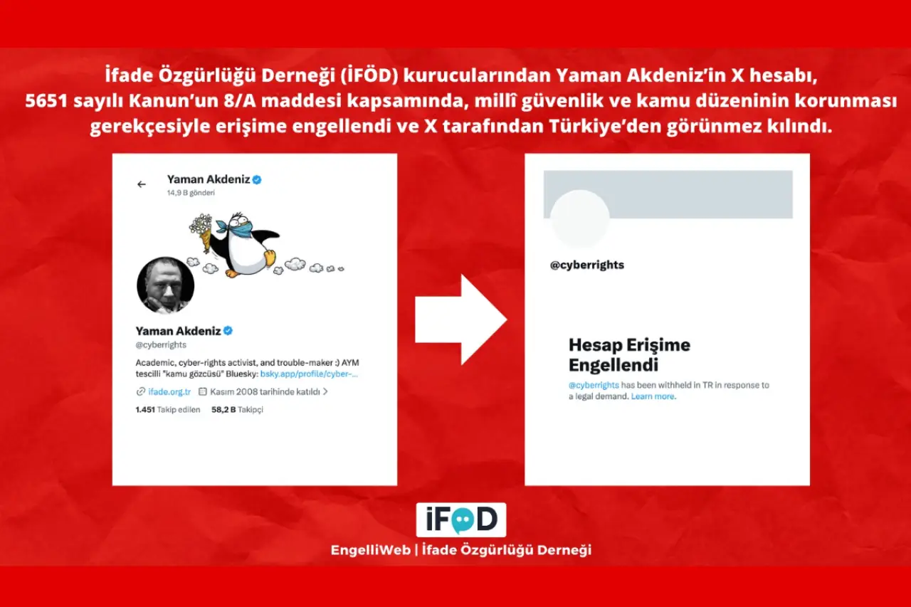 İFÖD Kurucusu Yaman Akdeniz’in X hesabına erişim engeli