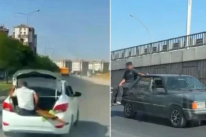 Diyarbakır trafiğinde yürekleri ağza getiren görüntüler!