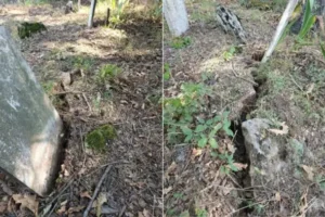 Maden tahribatı mezarlığa kadar ulaştı