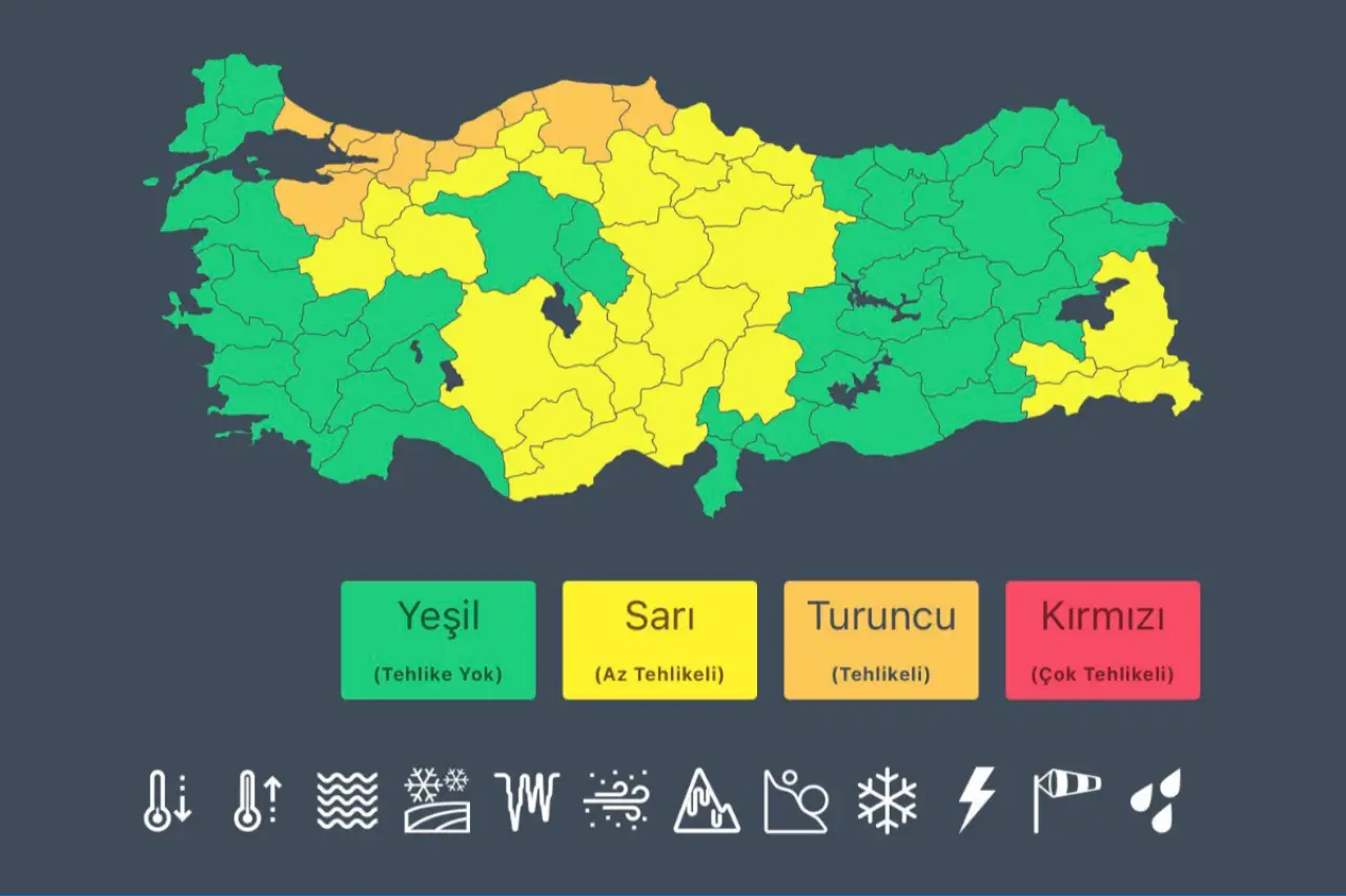Özellikle Marmara Bölgesi için dikkat: 10 il için turuncu, 26 il için sarı kod uyarısı